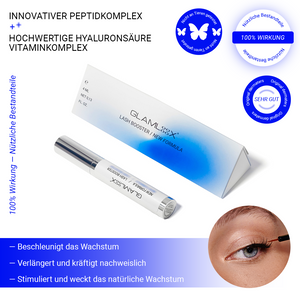 Natürliche Inhaltsstoffe des Wimpernserums ohne Hormone – Vitamin E, Hyaluronsäure, Peptid