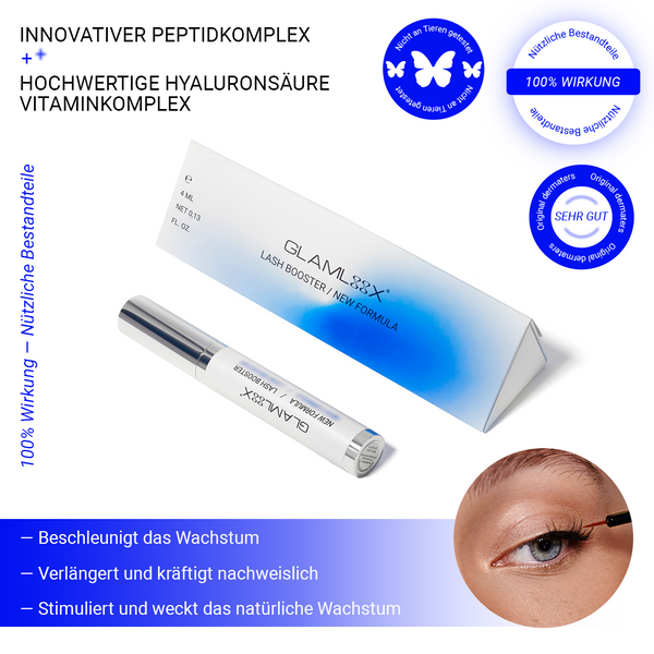 Natürliche Inhaltsstoffe des Wimpernserums ohne Hormone – Vitamin E, Hyaluronsäure, Peptid