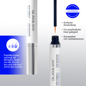 Feiner Applikator des Wimpernserums ohne Hormone für präzises Auftragen am Wimpernansatz