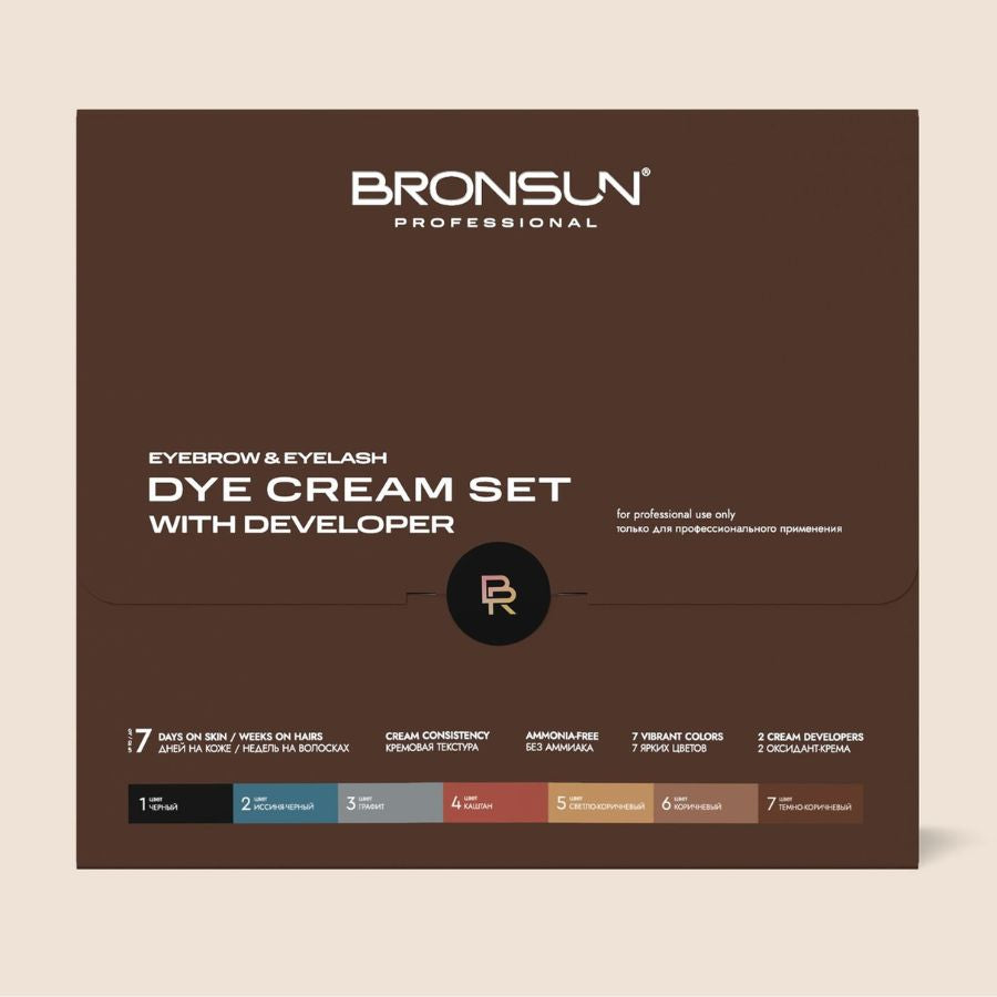 Augenbrauenfarbe Set Hybridfarbe Cream Farbe BRONSUN mit Entwickler