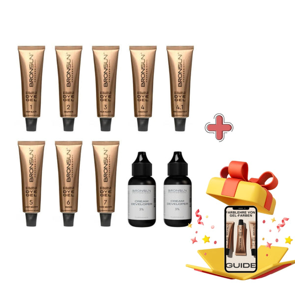 Augenbrauenfarbe Set Hybridfarbe Gelfarbe BRONSUN mit Entwickler Gratis Farbguide