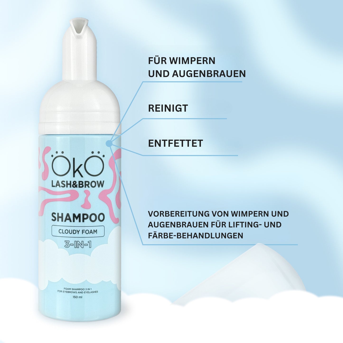 OkO lash&brow  Shampoo Cloudy Foam 3 in 1 -150ml
