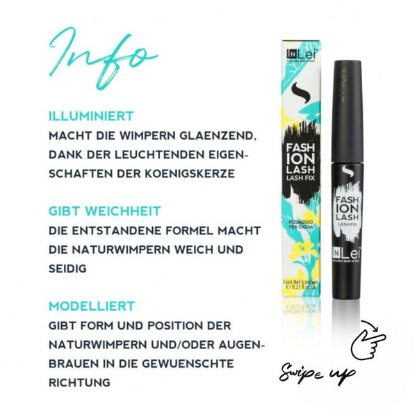 Beste Wimpernpflege mit InLei® FASHION LASH – transparente Mascara mit Glanzeffekt, macht Wimpern weich und formt sie