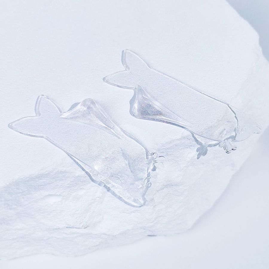 Ultradünne Silikonpads dolphin für Korean Lash Lifting - wiederverwendbar, transparent / glitzer