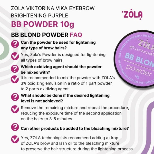 Augenbrauen Blondierpulver PURPLE BB BLOND POWDER 10 g – ZOLA x Viktorina Vika