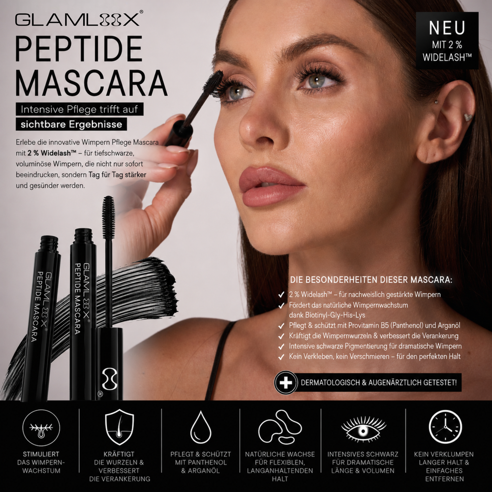 Wimpern Pflege Mascara mit Widelash™ – Für längere, dichtere & kräftigere Wimpern - PEPTIDE MASCARA