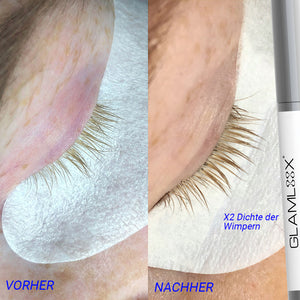 Frau mit langen, dichten Wimpern dank Wimpernserum ohne Hormone – natürliche Schönheit ohne Chemie